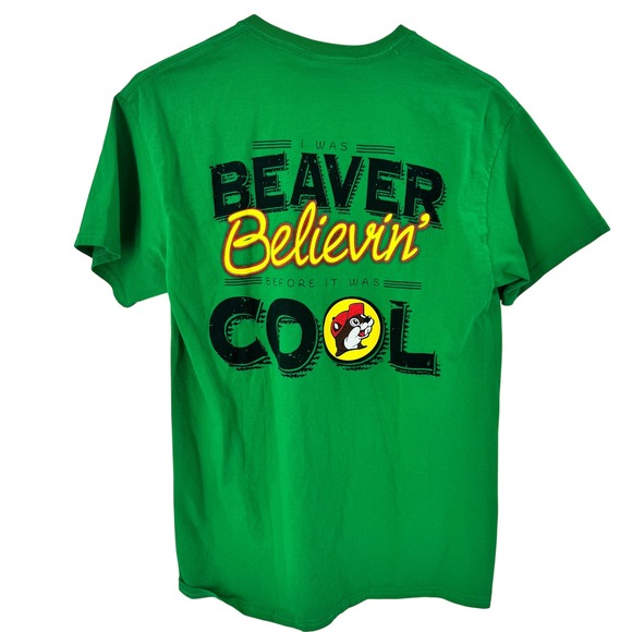 Bucees Green Beaver Believin Before It Was Cool Graphic T-Shirt Mens Medium - Picture 3 of 9